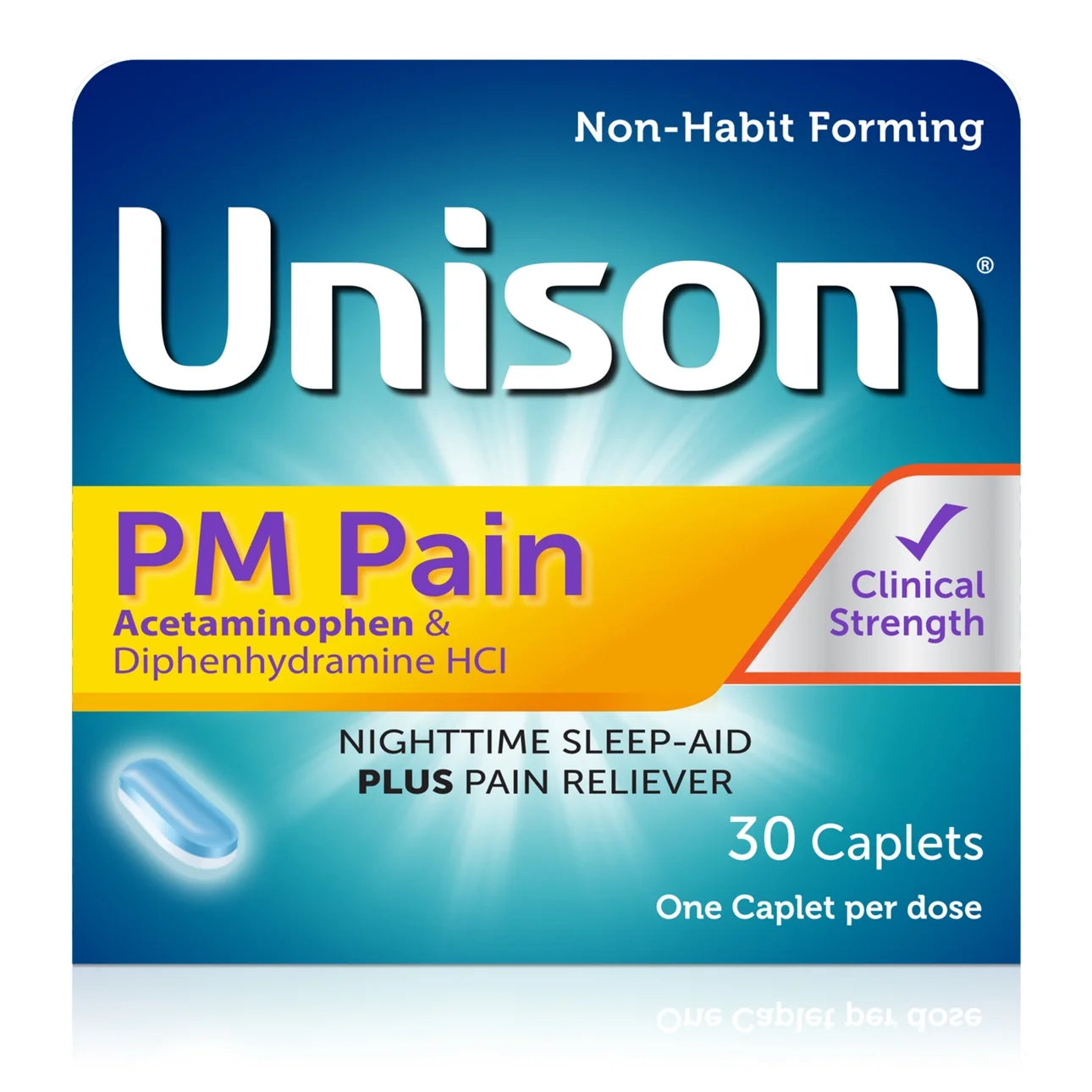 PM Pain Nighttime Sleep-Aid + Pain Reliever, Acetaminophen & Diphenhydramine HCI, 30 Caplets