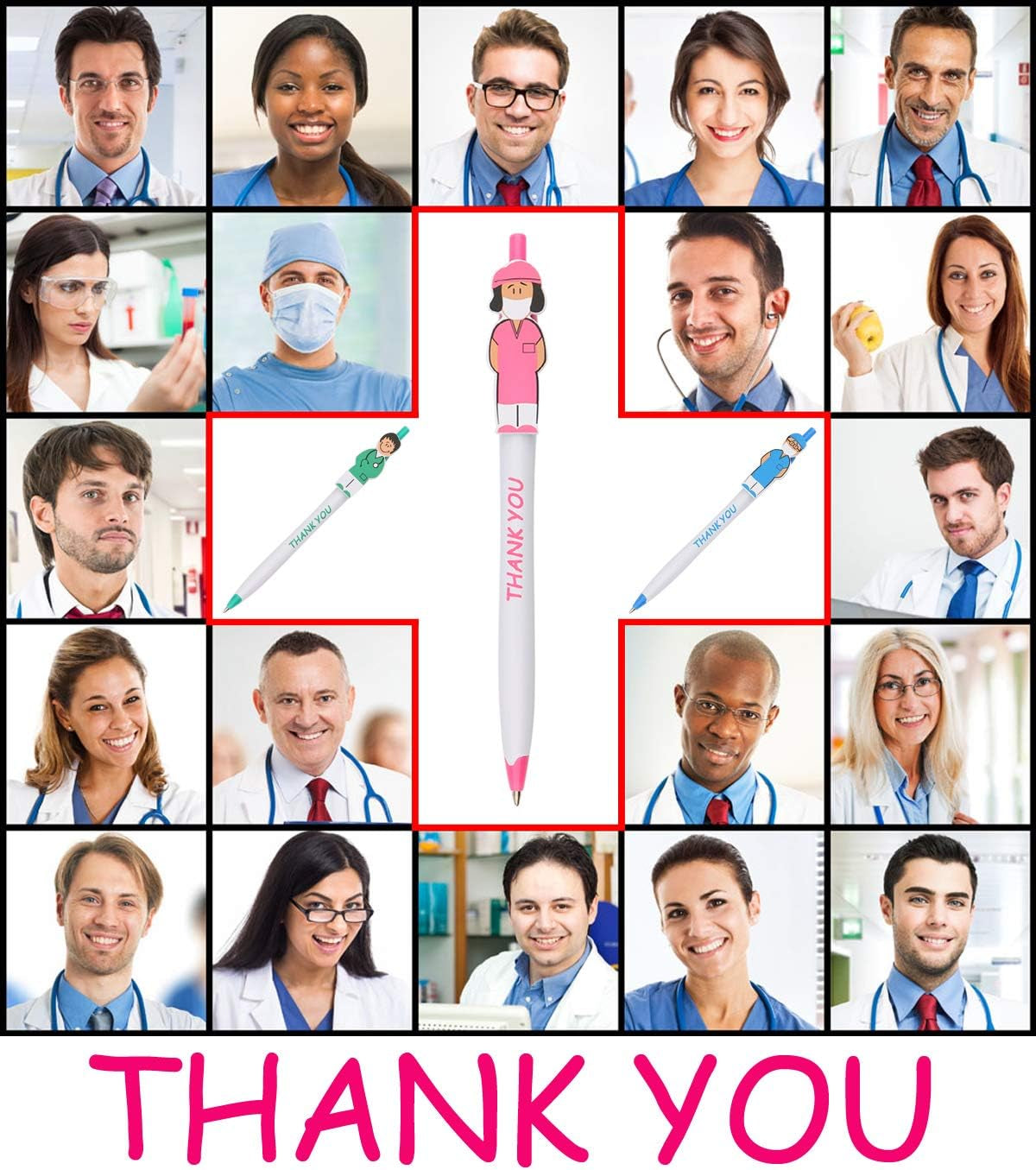 Cute Nurse Pens, Thank You Gifts Nursing Pens, Nurse Week Gifts Bulk, CNA NICU Doctor Nurse Appreciation Gifts for Medical Assistants Hospital Staff, Nurse Day Gifts (Mixed 36 Pack)