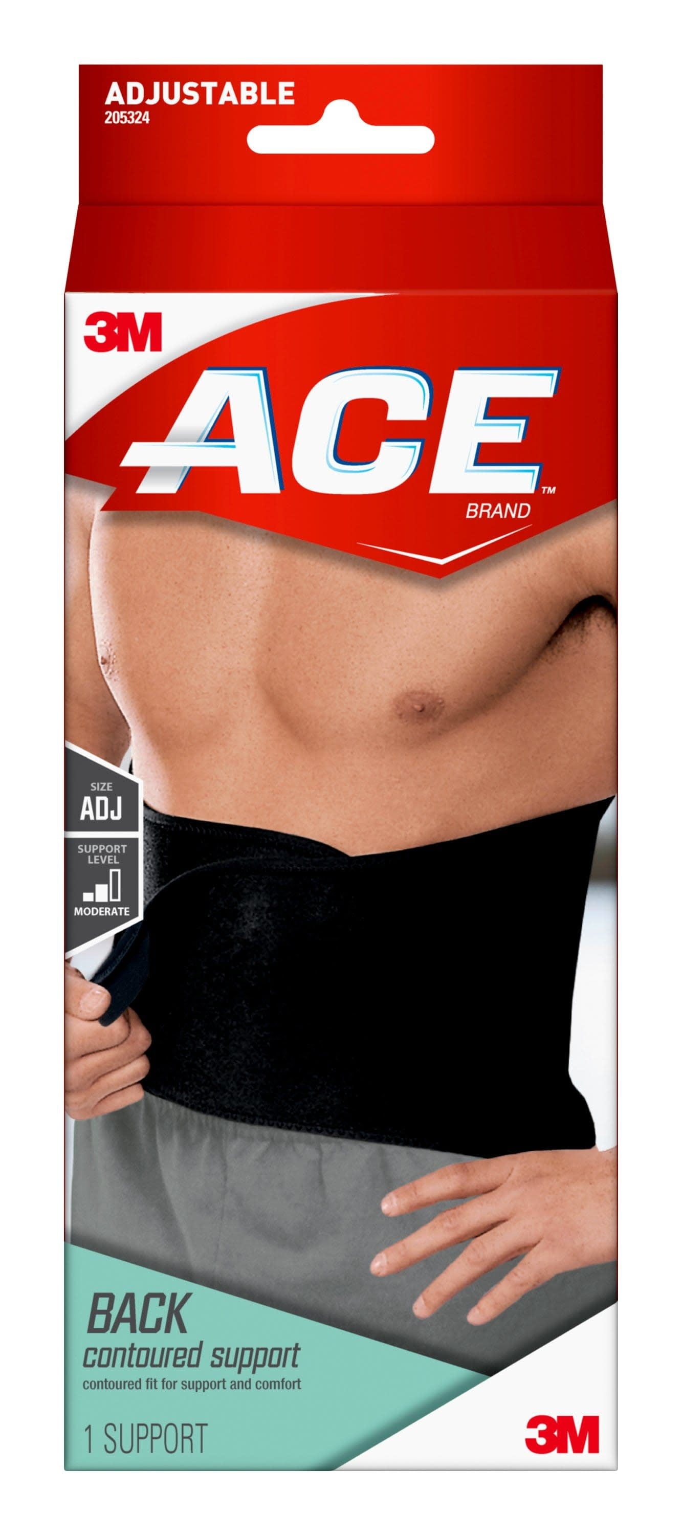 Brand Contoured Back Support, Adjustable Compression, Low-Profile Br