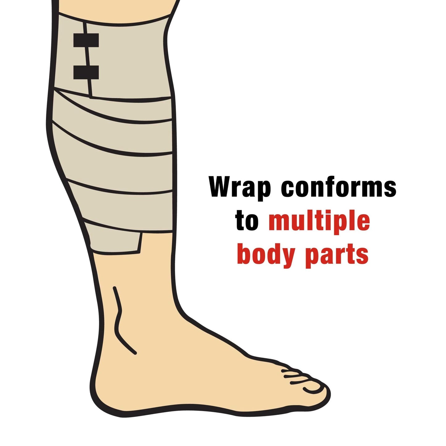 Elastic Bandage W/ Clips, 4 In., Soft Discrete Fit, Beige