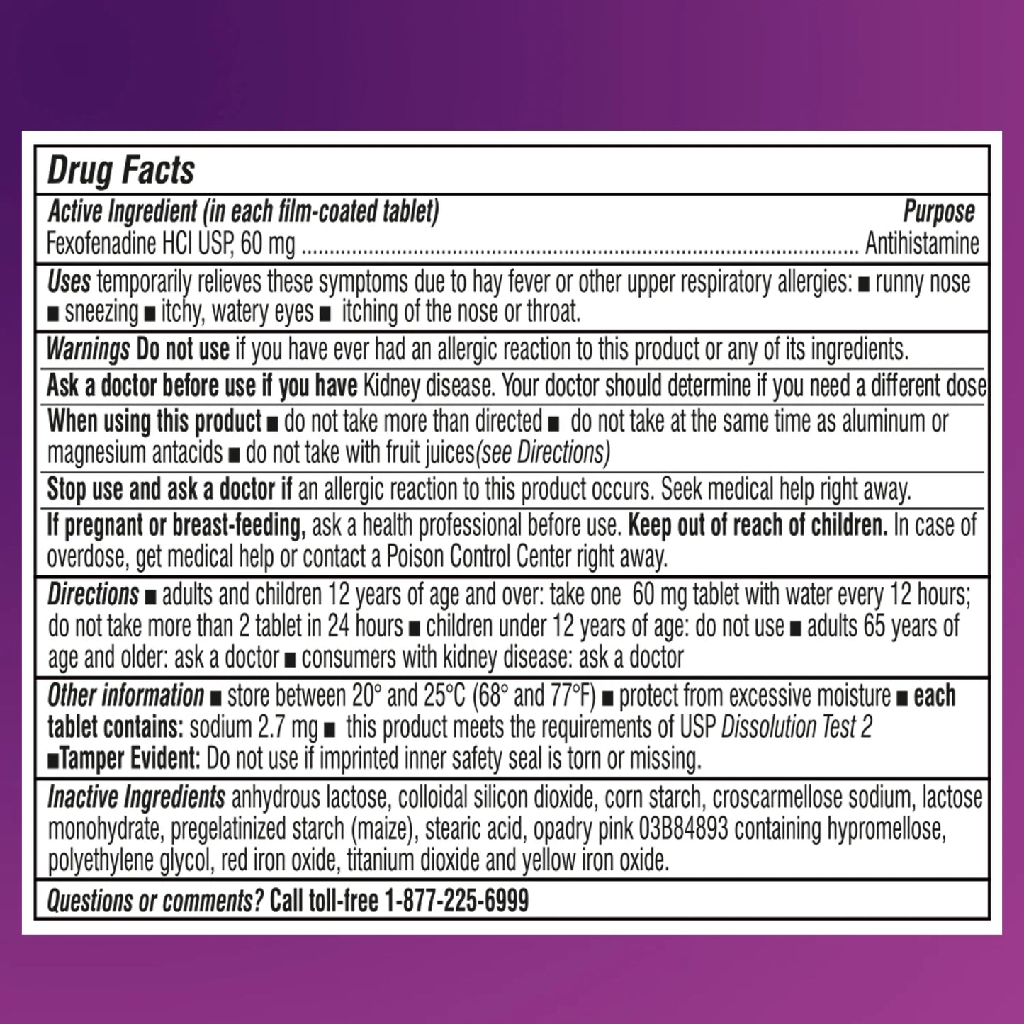 Akron'S Fexofenadine Allergy Relief Hcl ,60 Mg, 100 Count