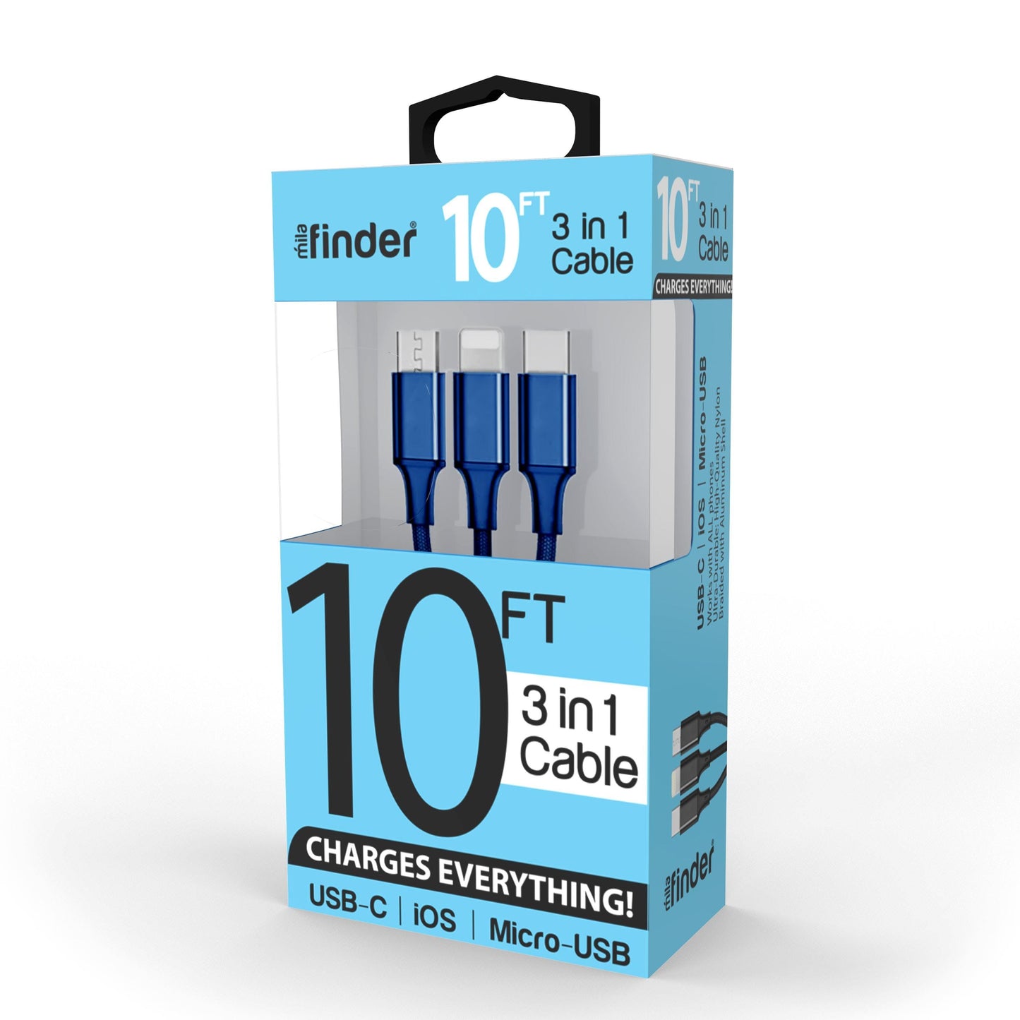Boxed 10 foot 3-in-1 Charging Cable - Pack of 12