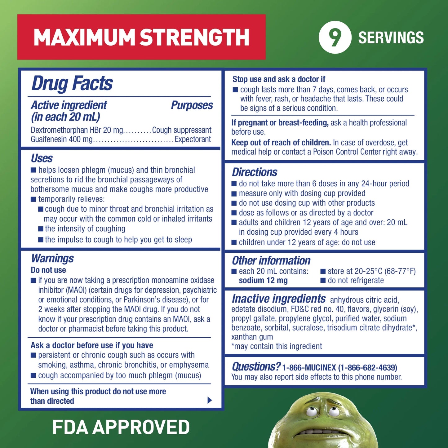 Fast-Max DM Max Strength Expectorant & Cough Medicine, Excess Mucus Relief, FSA/HSA, 6 Fl Oz