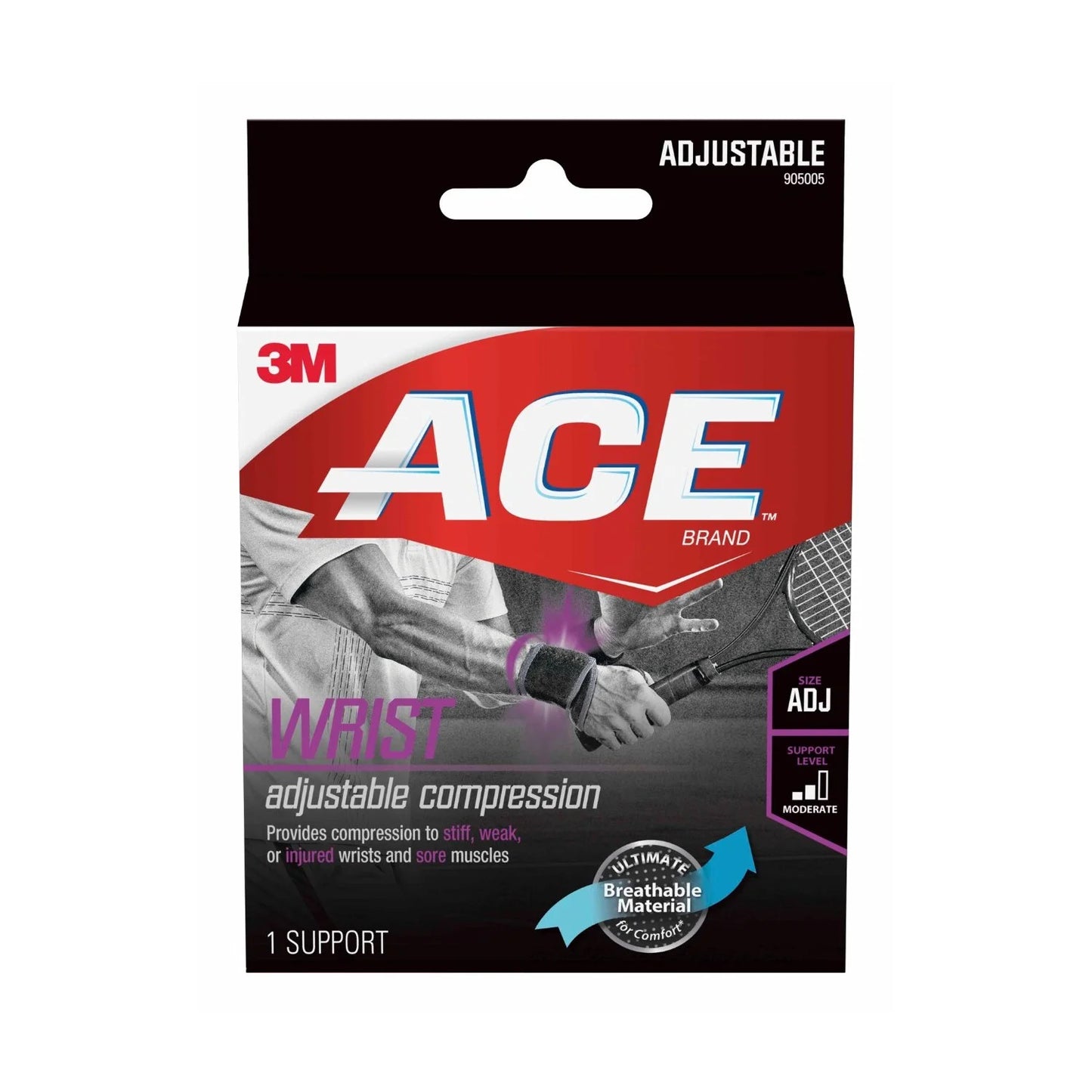 Adjustable Wrist Support, Black, 1 Support
