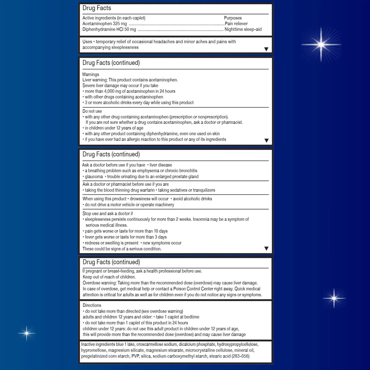 PM Pain Nighttime Sleep-Aid + Pain Reliever, Acetaminophen & Diphenhydramine HCI, 30 Caplets