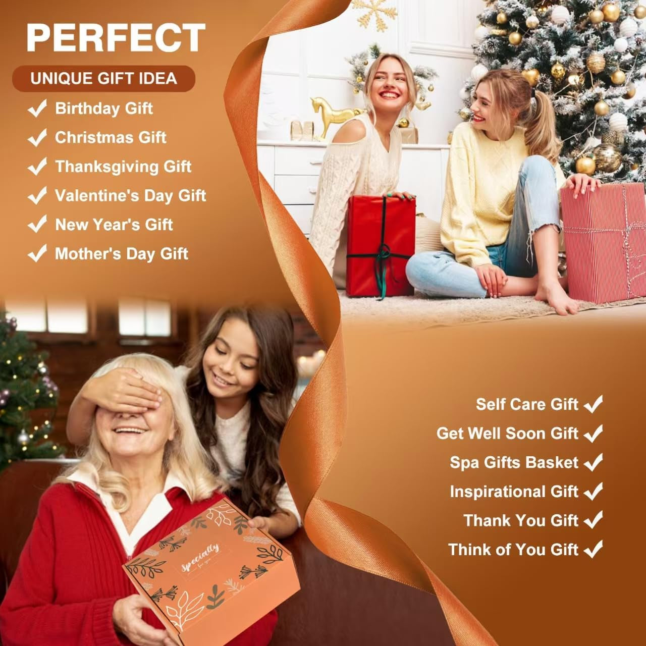 Mother’S Day Gifts Baskets for Women Mum Her Wife Girlfriend,Birthday Gifts for Women Teacher Friend W/Cozy Blanket Rose Relaxing Spa Gifts Set,Self Care Get Well Gifts for Her Valentines Mothers Day