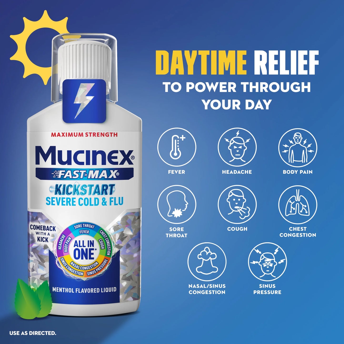 Mucinex Fast-Max Kickstart Severe Cold & Flu & Nighttime Severe Cold & Flu Liquid Medicine, 2X6 Fl Oz