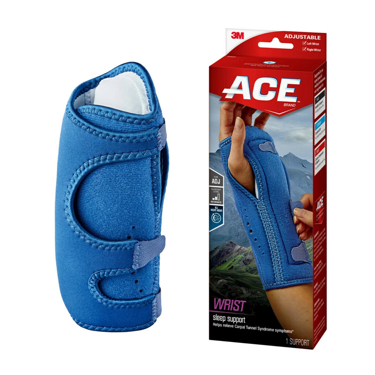 Brand Night Wrist Sleep Support, Adjustable, Blue, 1/Pack