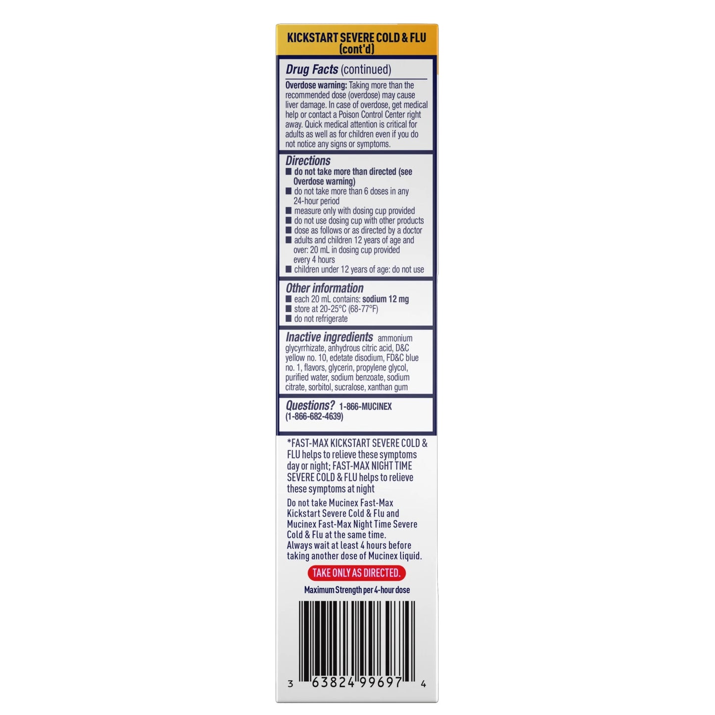 Mucinex Fast-Max Kickstart Severe Cold & Flu & Nighttime Severe Cold & Flu Liquid Medicine, 2X6 Fl Oz