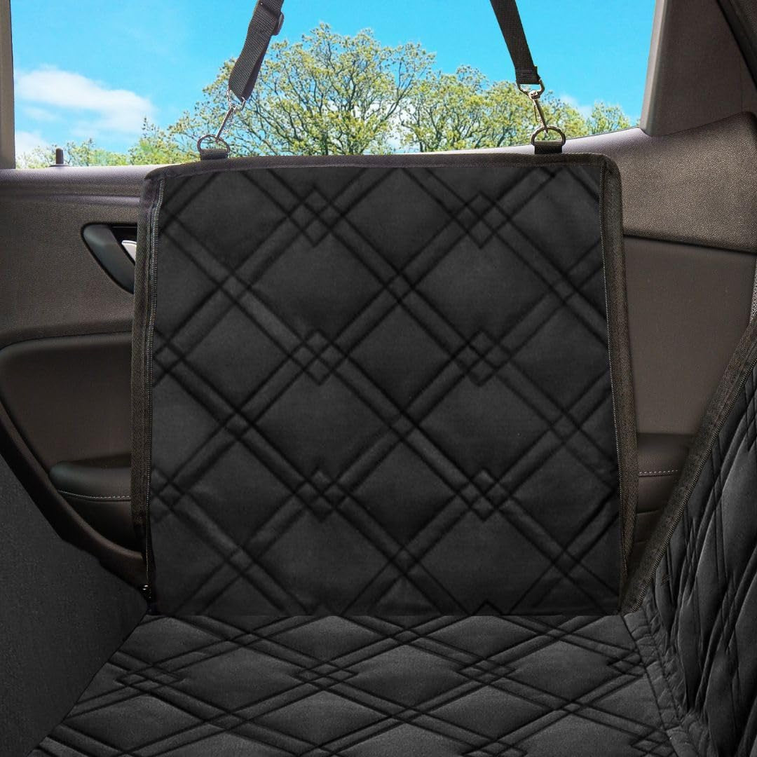Dog Seat Covers Unique Design & Entire Car Protection-Doors,Headrests & Backseat. Extra Durable Zippered Side Flap, Waterproof Pet Seat Cover + Seat Belt & 2 Headrest Protectors, I0113671