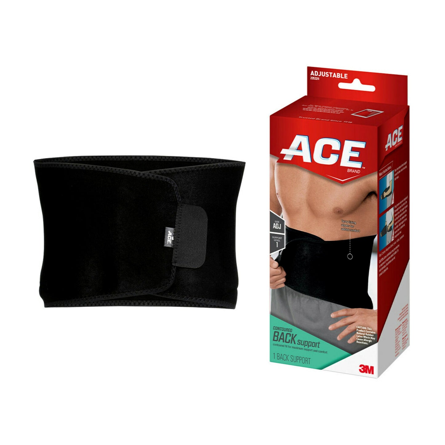 Brand Contoured Back Support, Adjustable Compression, Low-Profile Br