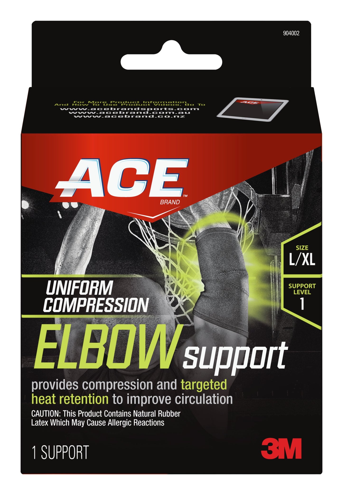 Compression Elbow Support, Large/Extra Large, Black, 1/Pack