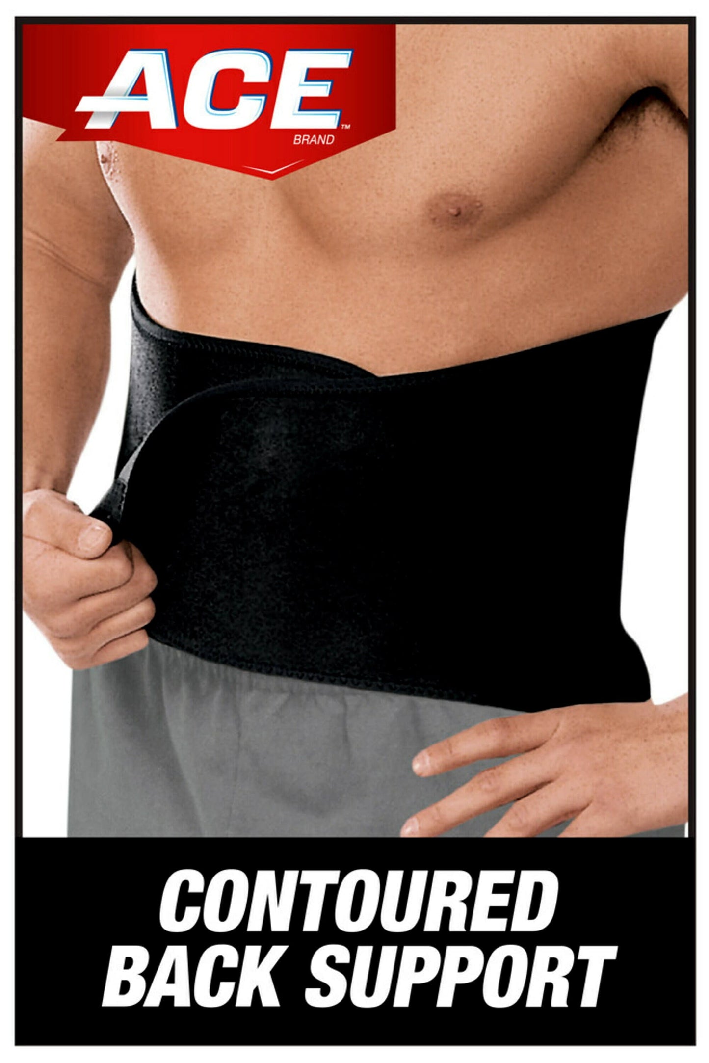 Brand Contoured Back Support, Adjustable Compression, Low-Profile Br