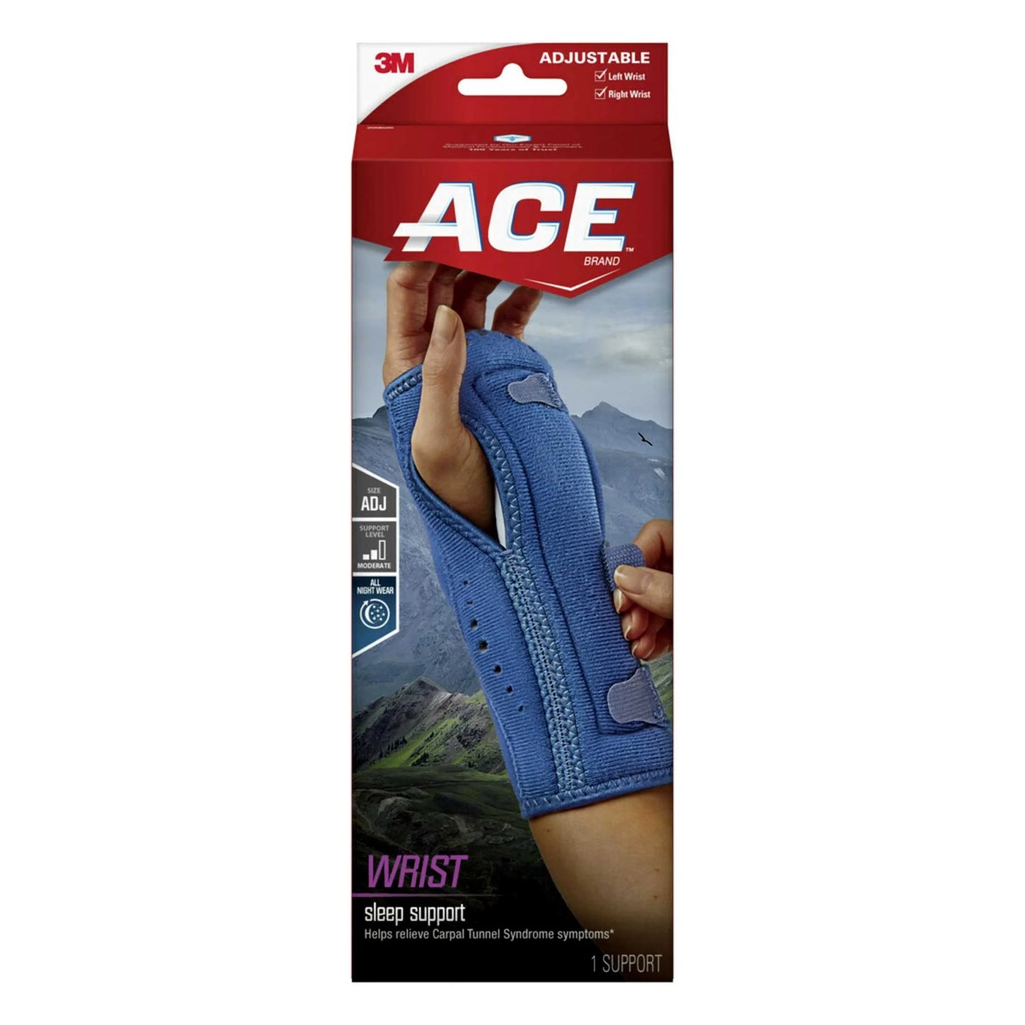 Brand Night Wrist Sleep Support, Adjustable, Blue, 1/Pack