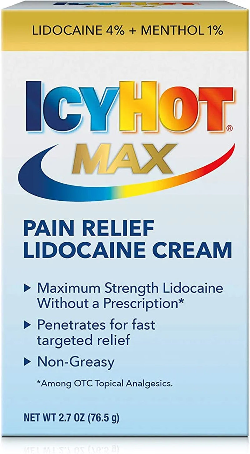 Max Strength Pain Relief Cream with Lidocaine plus Menthol, Pack of 2
