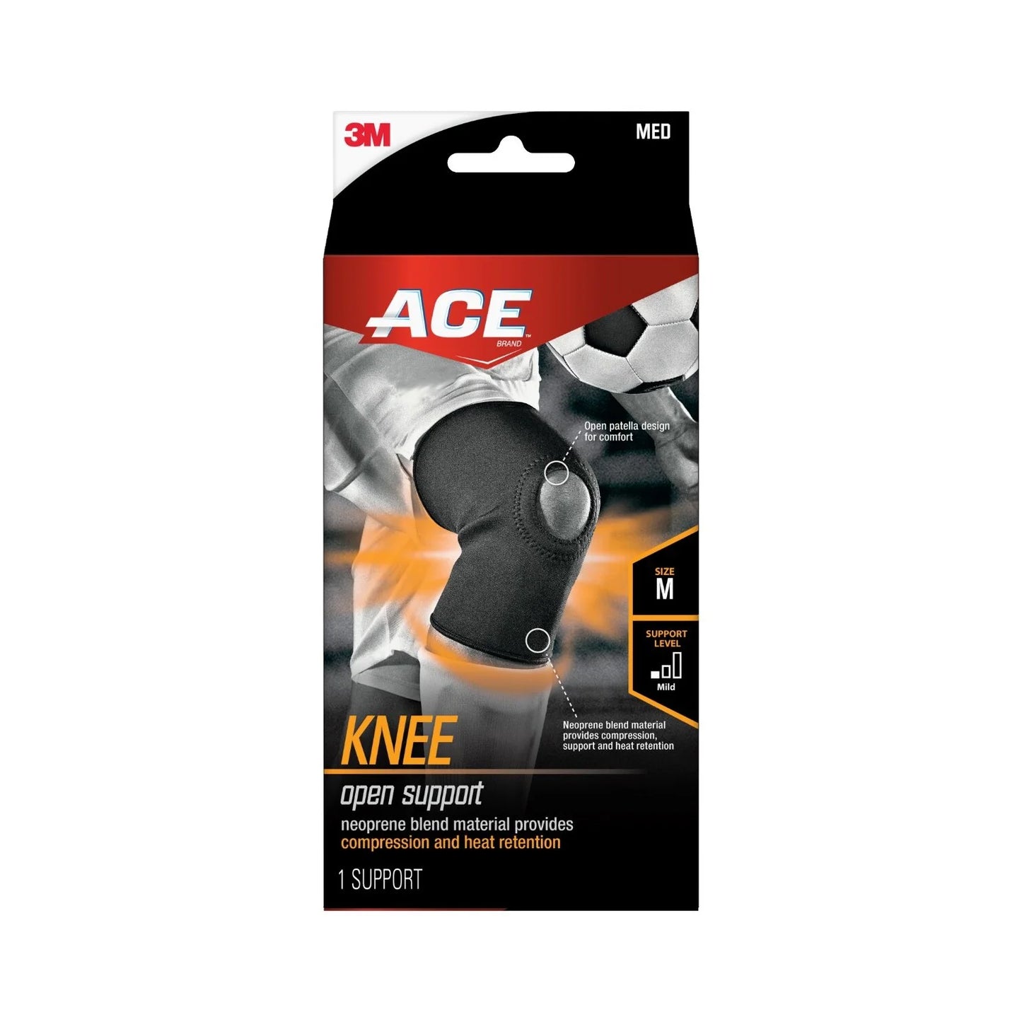 Neoprene Open Knee Support, Heat Retention, 1 Support