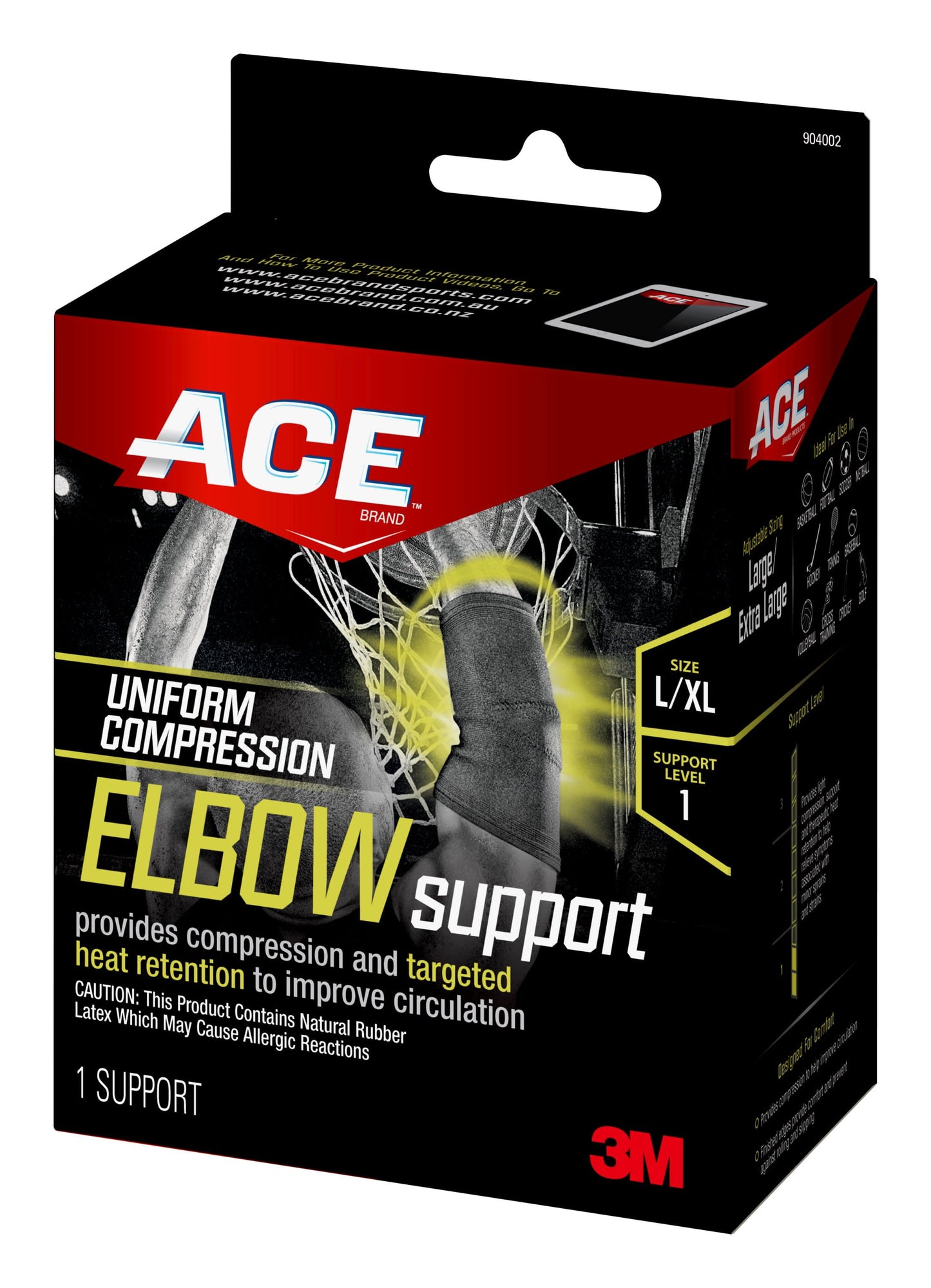 Compression Elbow Support, Large/Extra Large, Black, 1/Pack
