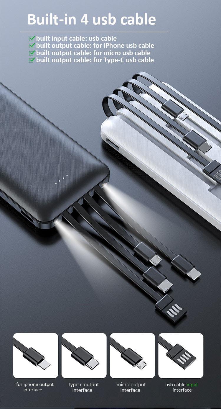 Portable Charger 10K mAh 3in1 Cables - Pack of 6