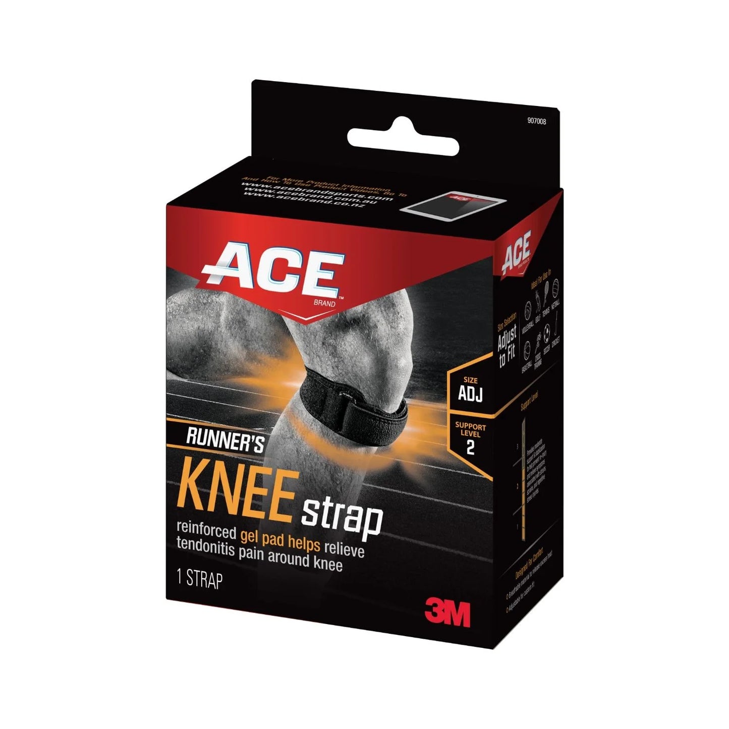 Adjustable Knee Strap, Black, 1 Strap