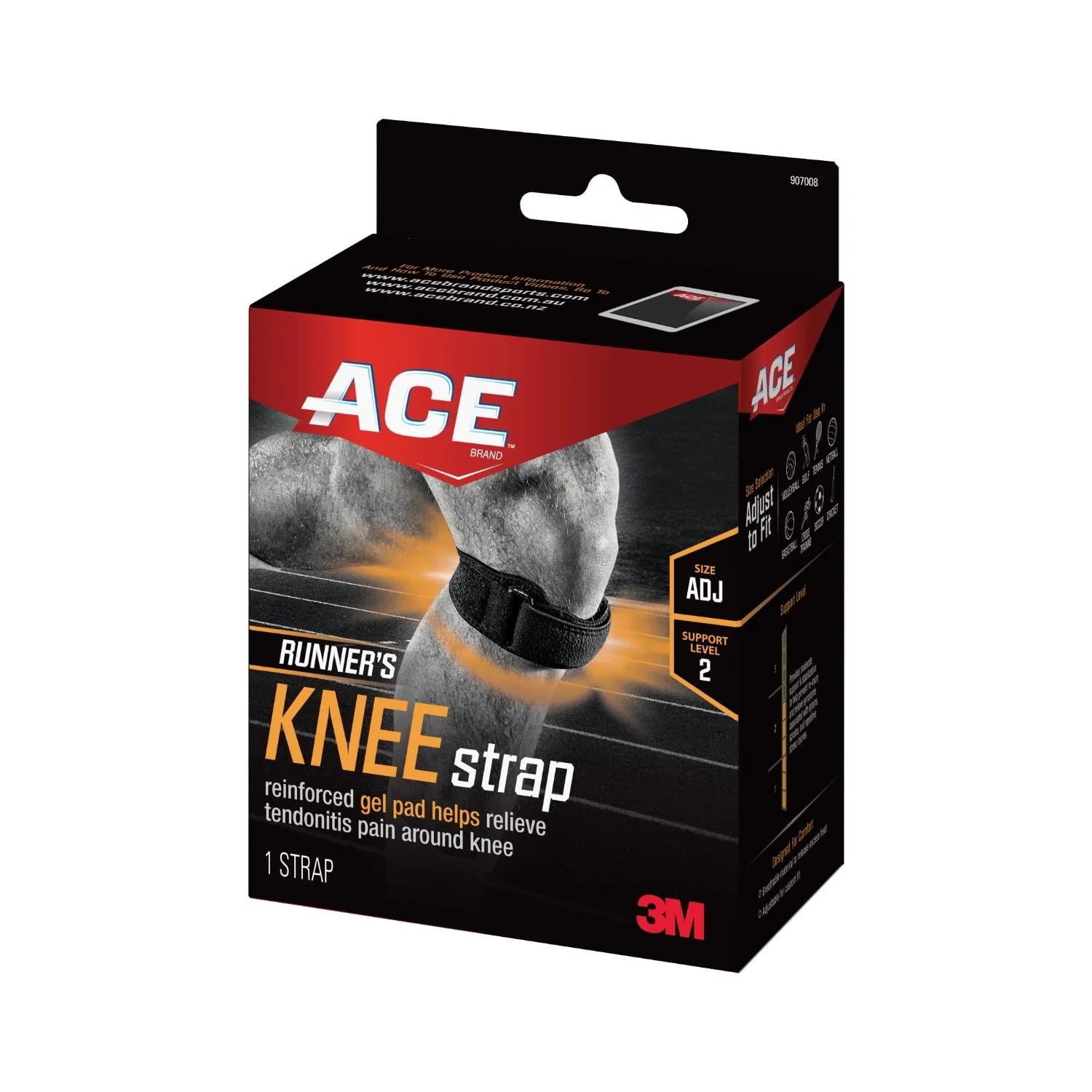 Adjustable Knee Strap, Black, 1 Strap
