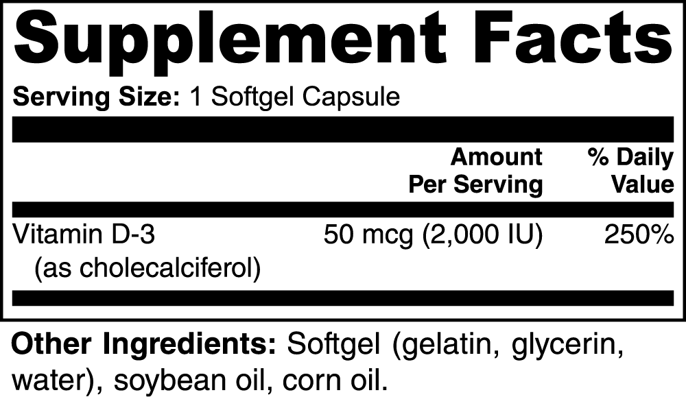 Goiteia Vitamin D3 2,000 IU 100 softgels