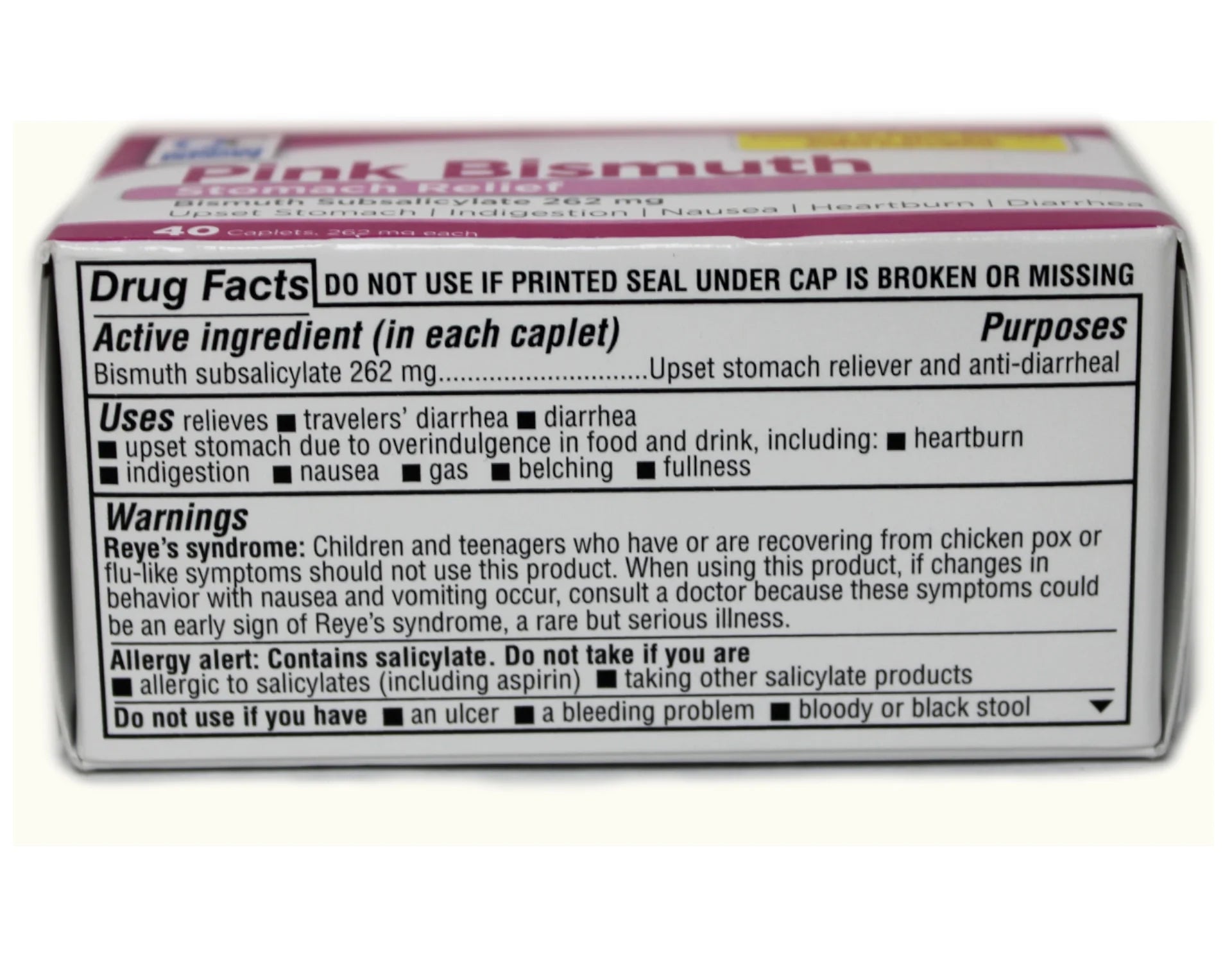 3 Pack  Pink Bismuth Caplets 40 Count Each
