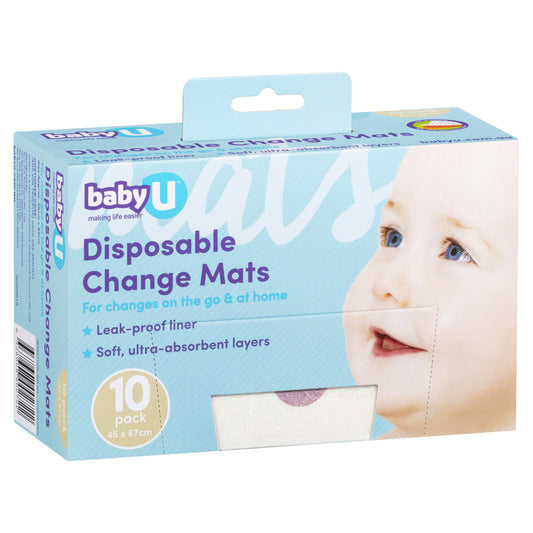 Babyu Disposable Change Mats 10 Pack Leak-Proof Absorbent 45Cm X 67Cm Baby U