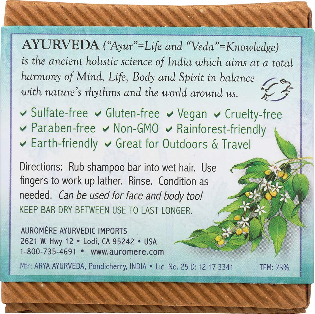 Ayurvedic Shampoo Bar - Eco Friendly, Handmade, Vegan, Cruelty Free, Natural, Non GMO, All in One Bar for Soap and Shampoo (4.23 Oz), 1 Pack