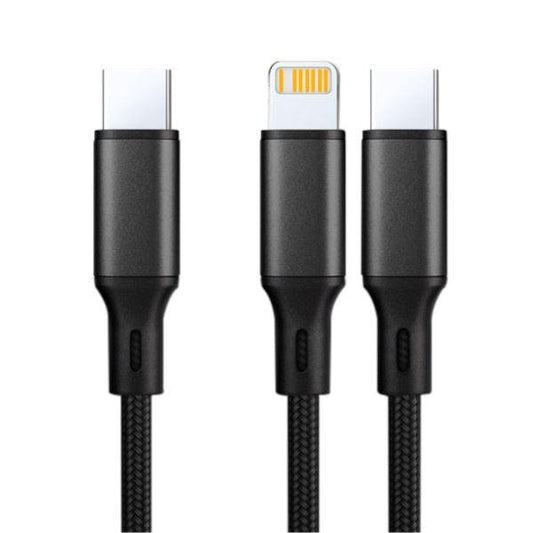 10 Foot 2-in-1 PD Fast Charger - USB-C to USB-C & Lightning Cable - Pack of 12