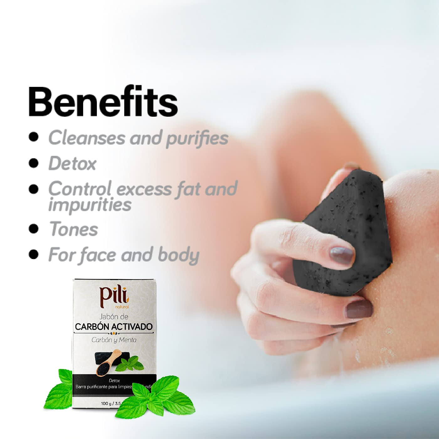 Activated Charcoal Soap Bars with Peppermint Oil (3 Pack). Face and Body Natural Detoxifying Soap Bars. for Men, Women and Teens.