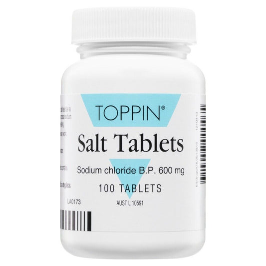 Toppin Salt 100 Tablets Sodium 236.1Mg Replenish Salts Heavy Sweating Exercise