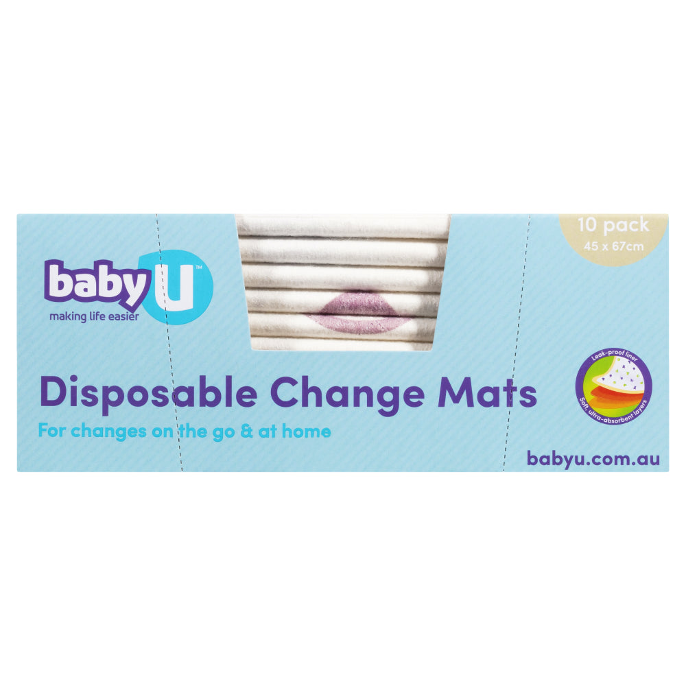 Babyu Disposable Change Mats 10 Pack Leak-Proof Absorbent 45Cm X 67Cm Baby U
