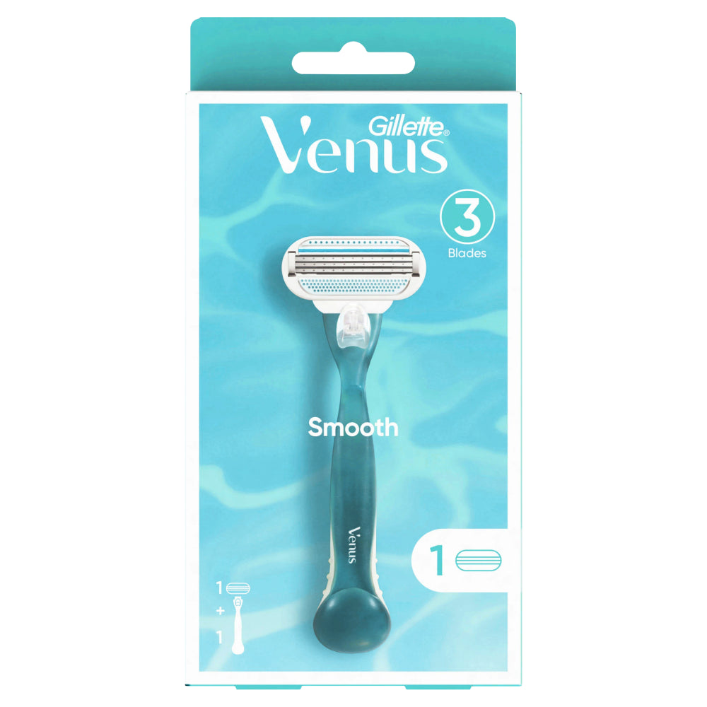 Gillette Venus Smooth Razor + 1 Cartridge 3 Blades Hair Removal Lubrastrip