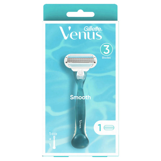 Gillette Venus Smooth Razor + 1 Cartridge 3 Blades Hair Removal Lubrastrip