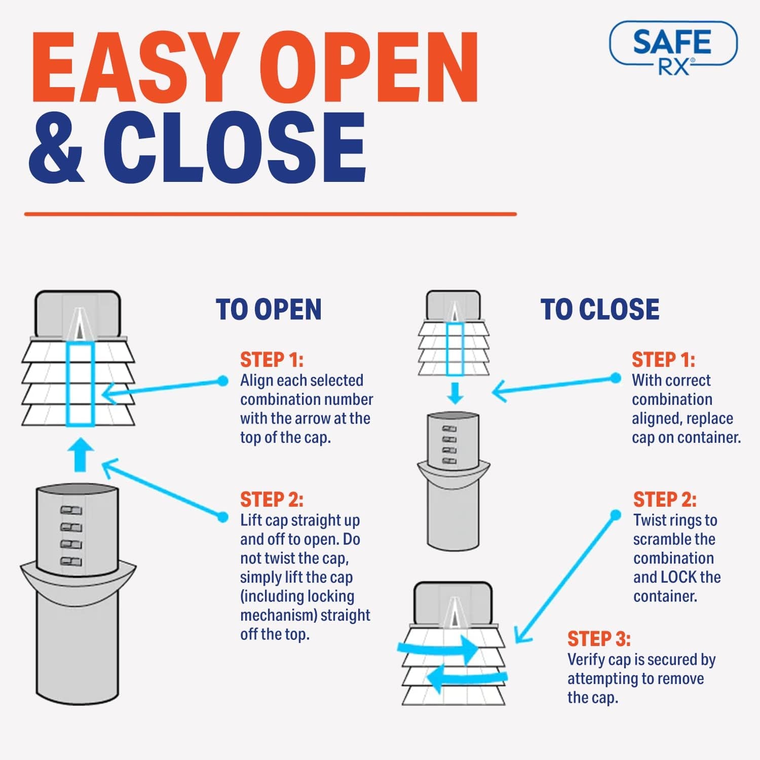 | Locking Pill Bottle | Pill Container Combination Lock | Tamper Evident | Child Resistant | Senior Friendly Easy Open Cap | Prescription Medication | Travel Pill Bottle | Medicine Organizer