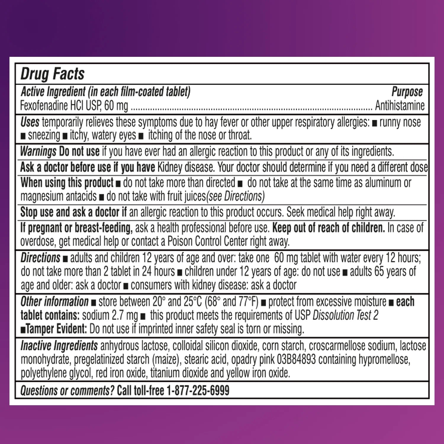 Akron'S Fexofenadine Allergy Relief Hcl ,60 Mg, 100 Count