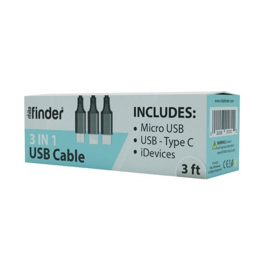 3 foot 3-in-1 charger Compact - Pack of 12