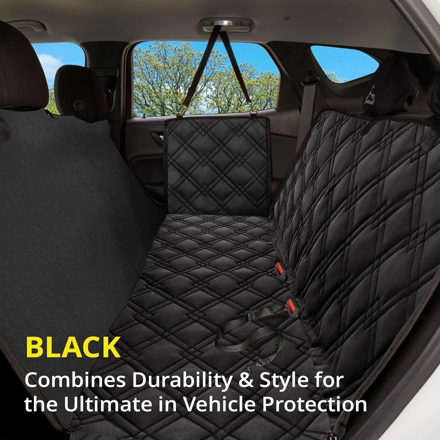 Dog Seat Covers Unique Design & Entire Car Protection-Doors,Headrests & Backseat. Extra Durable Zippered Side Flap, Waterproof Pet Seat Cover + Seat Belt & 2 Headrest Protectors, I0113671