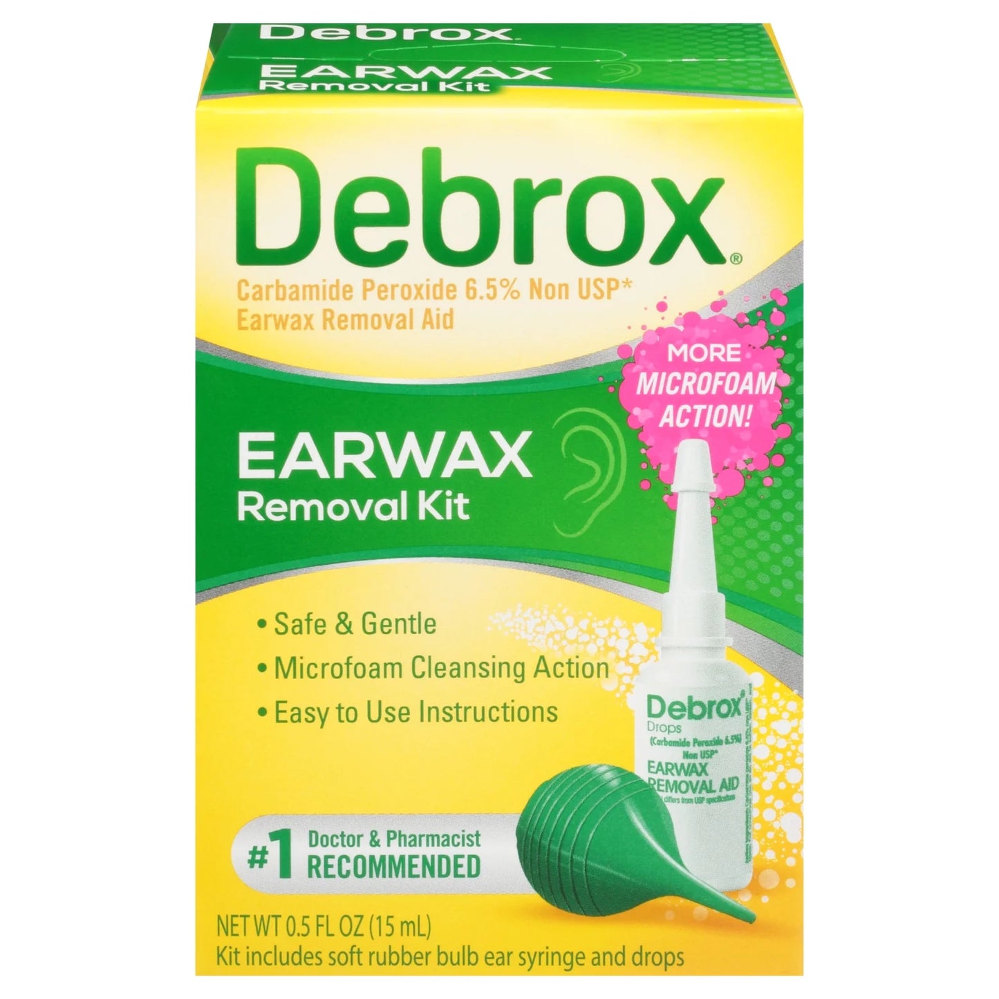 Ear Wax Removal Kit, Ear Cleaning Rubber Bulb Syringe and 0.5 Fl Oz Ear Wax Removal Drops