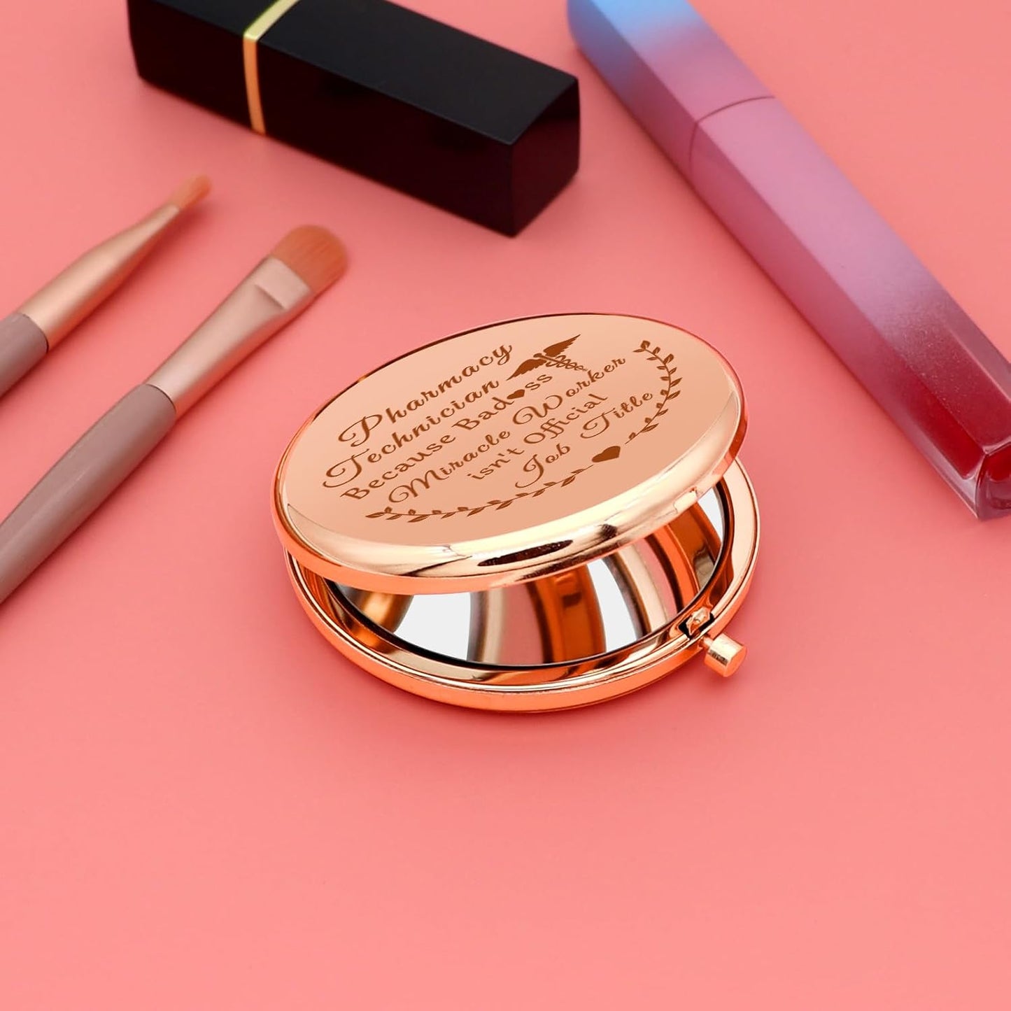 Pharmacy Technician Gifts Compact Mirror Pharmacist Gifts Nurse Tech Appreciation Gifts Christmas Birthday Gifts for Friend Folding Makeup Mirror Rx Pharmacy Gifts Medical School Graduation Gift