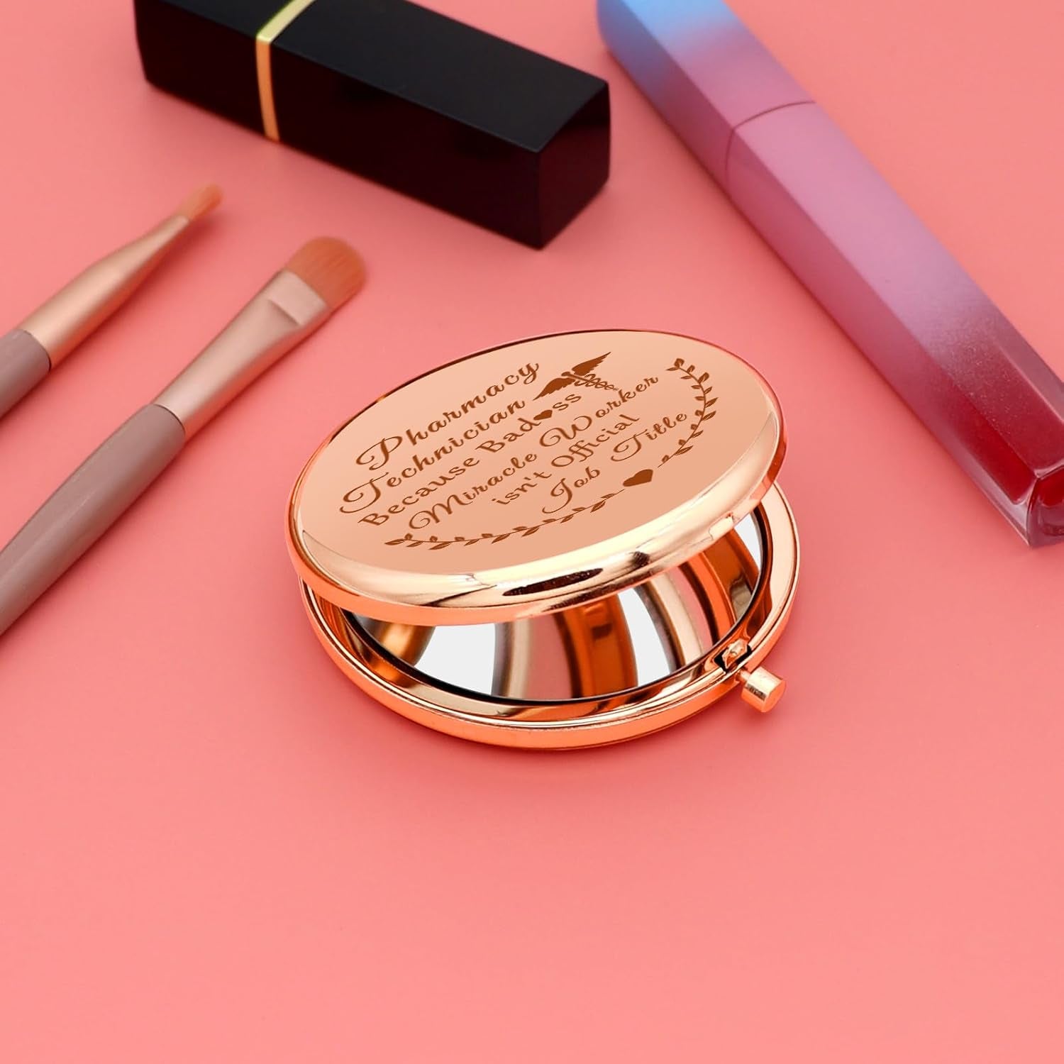Pharmacy Technician Gifts Compact Mirror Pharmacist Gifts Nurse Tech Appreciation Gifts Christmas Birthday Gifts for Friend Folding Makeup Mirror Rx Pharmacy Gifts Medical School Graduation Gift