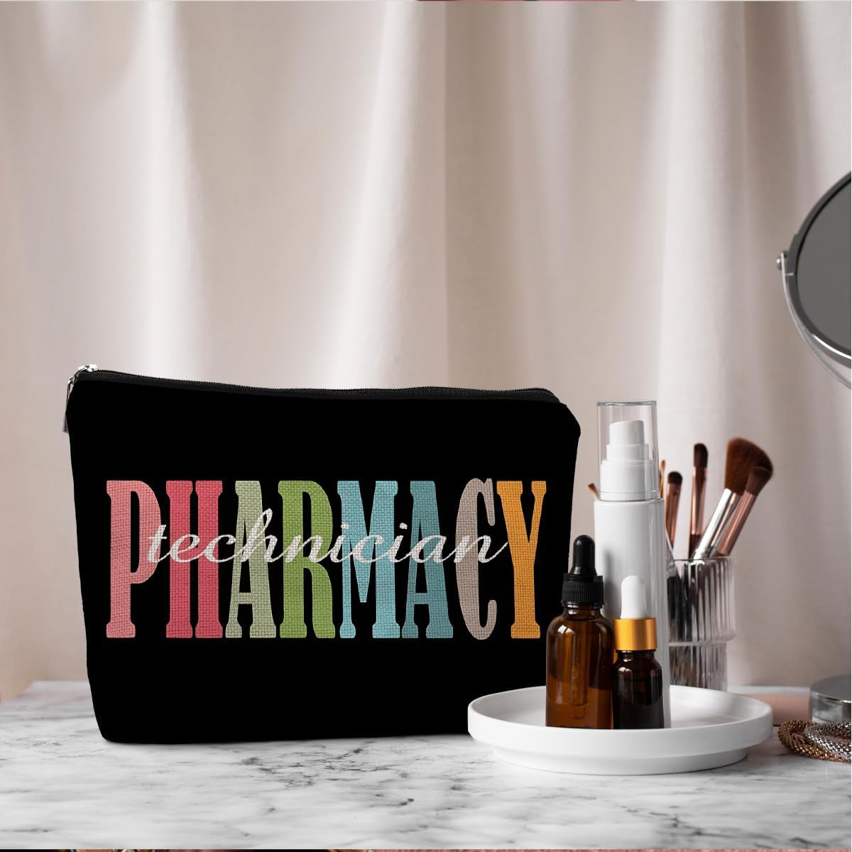 Pharmacy Technician Gifts Small Makeup Bag, Pharmacy Technician Appreciation Gifts Cosmetic Bags for Women, Certified Pharmacy Technician Gifts