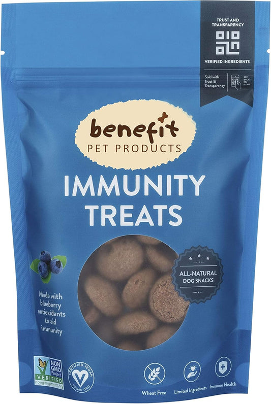 Benefit Biscuits, All Natural Dog Treats, Certified Vegan, Non GMO, Wheat Free, Healthy Dog Biscuits, Made in USA (Blueberry, Regular Bag (7Oz))