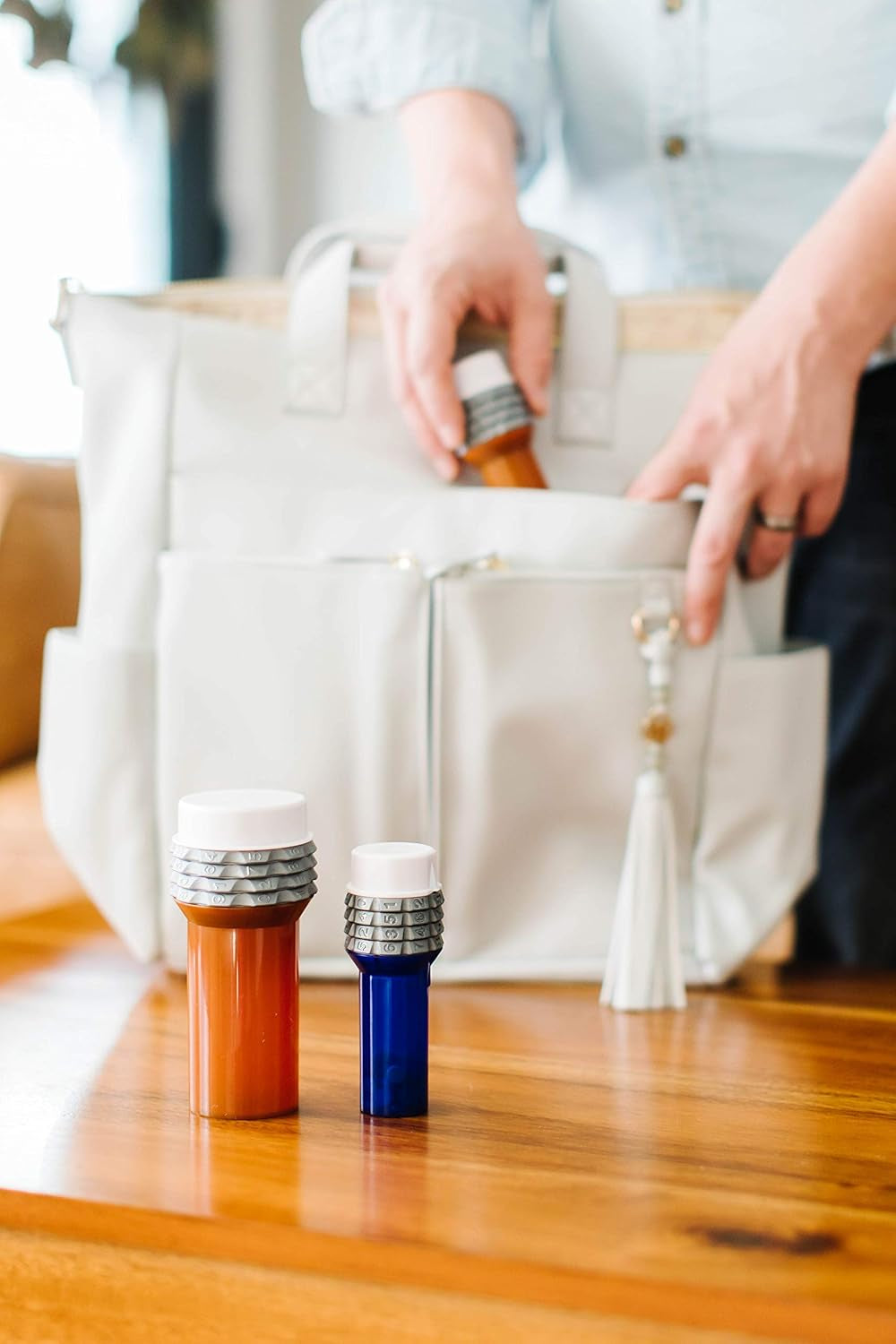 | Locking Pill Bottle | Pill Container Combination Lock | Tamper Evident | Child Resistant | Senior Friendly Easy Open Cap | Prescription Medication | Travel Pill Bottle | Medicine Organizer