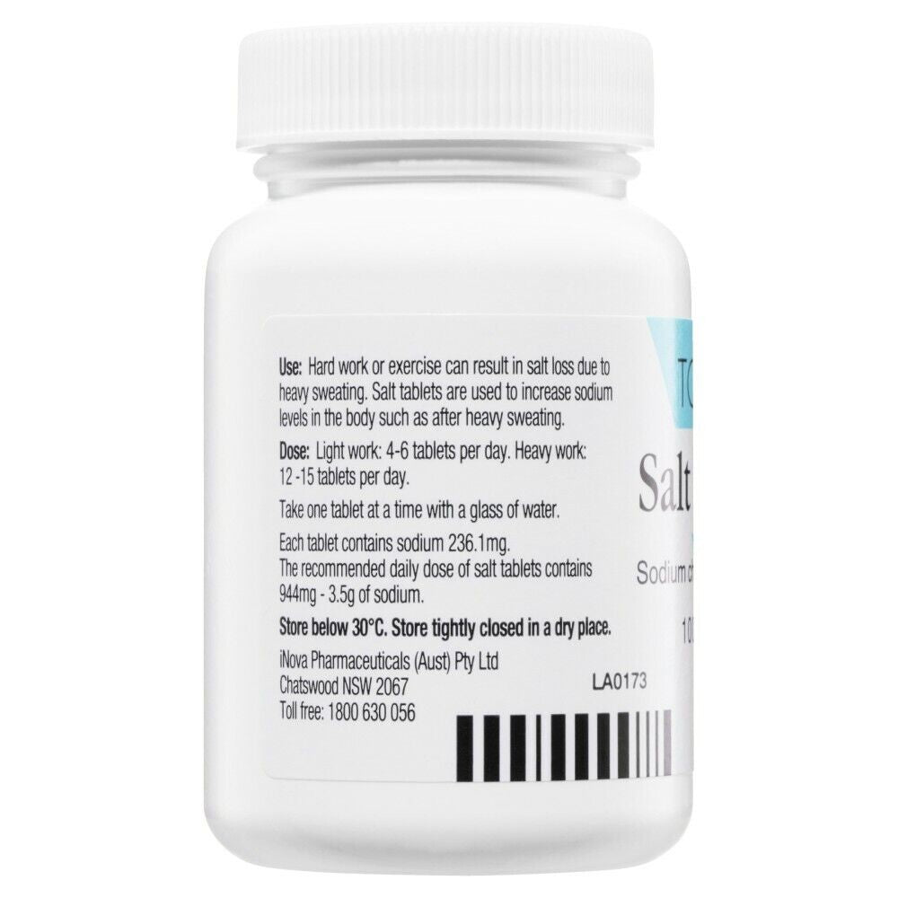 Toppin Salt 100 Tablets Sodium 236.1Mg Replenish Salts Heavy Sweating Exercise