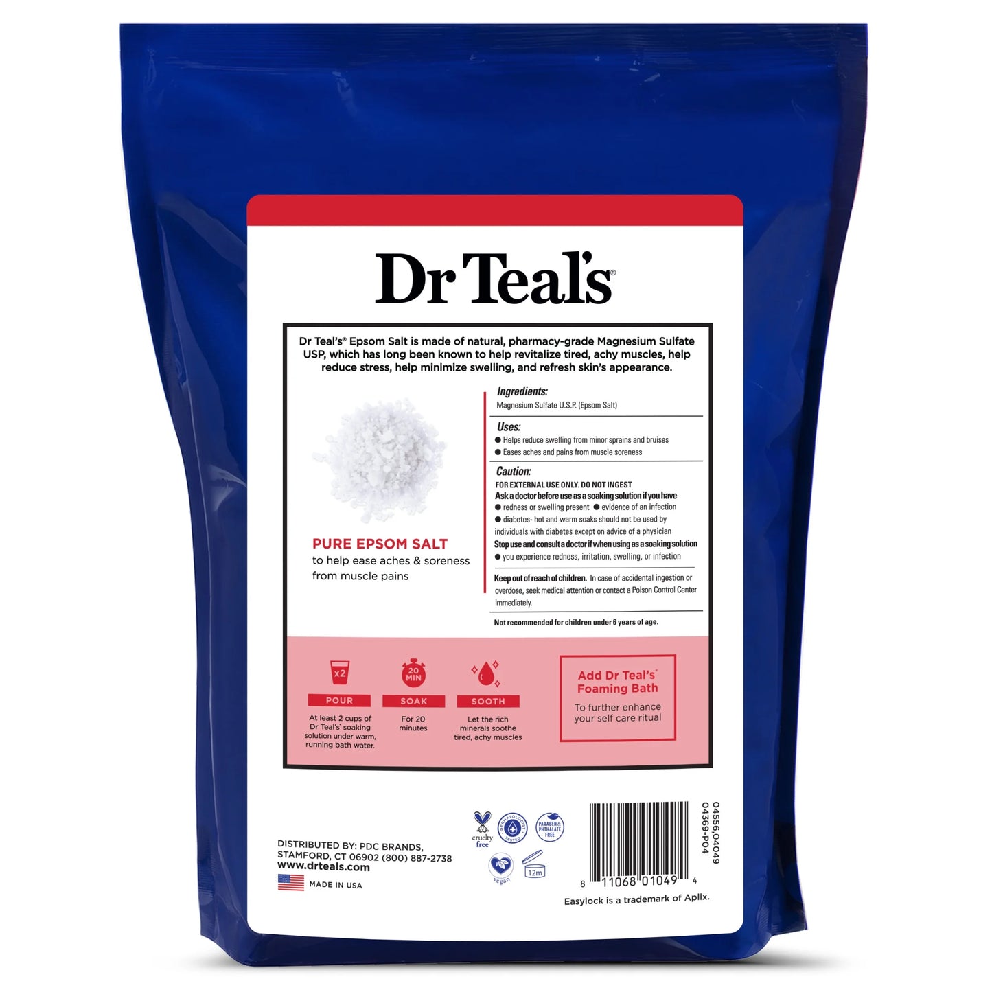 Pure Epsom Salt Soak, Therapeutic, Fragrance Free, 6 Lbs