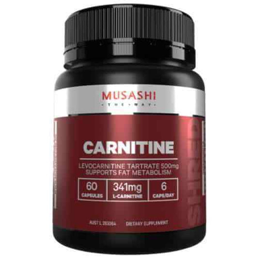 MUSASHI Carnitine 60 Capsules Supports Fat Metabolism 341Mg L-Carnitine