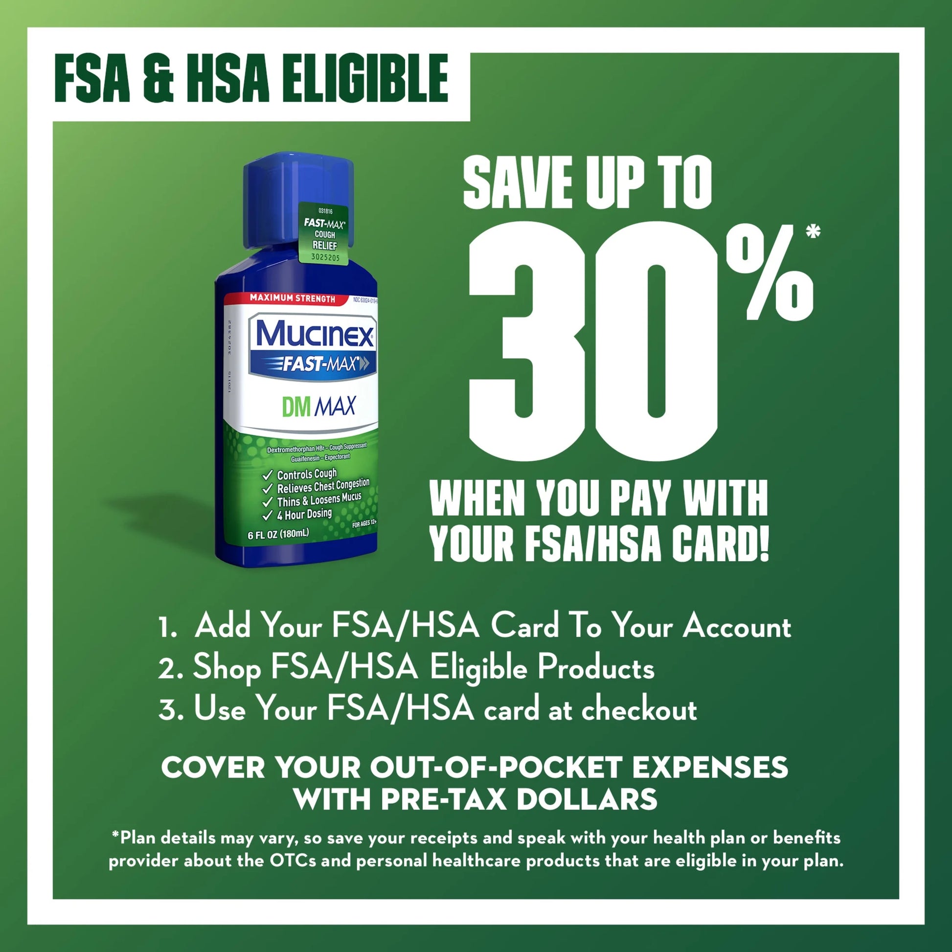 Fast-Max DM Max Strength Expectorant & Cough Medicine, Excess Mucus Relief, FSA/HSA, 6 Fl Oz