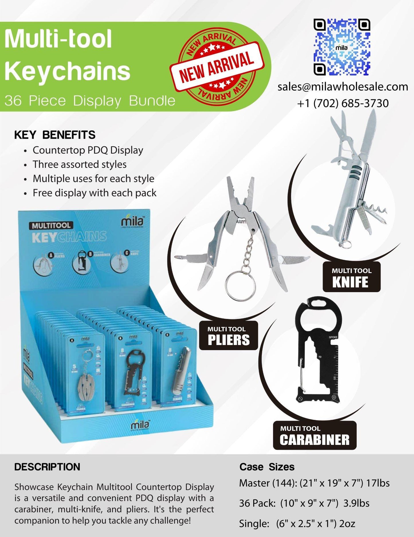 Keychain Multitool Countertop Display – 36-Piece Assortment