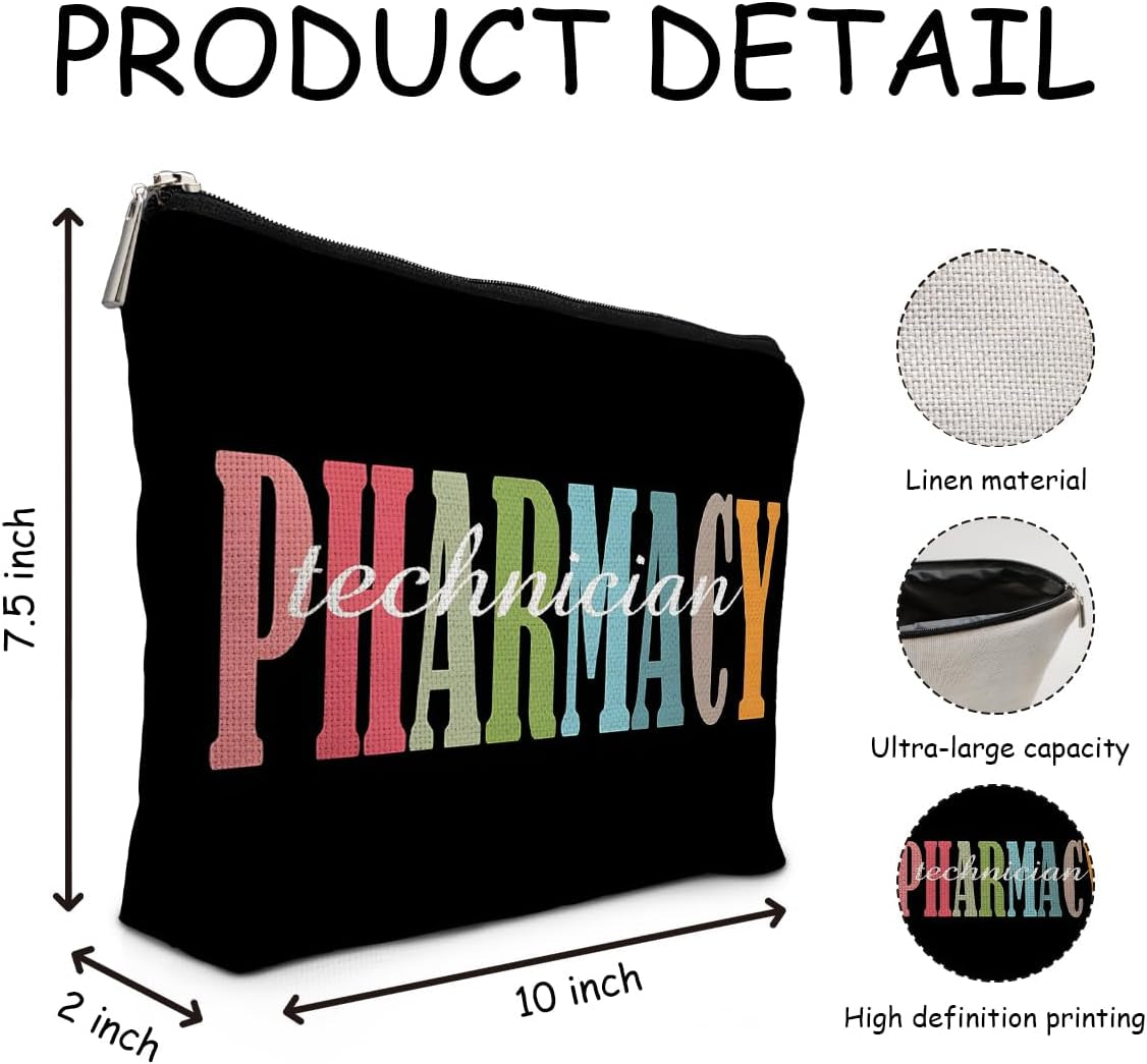 Pharmacy Technician Gifts Small Makeup Bag, Pharmacy Technician Appreciation Gifts Cosmetic Bags for Women, Certified Pharmacy Technician Gifts